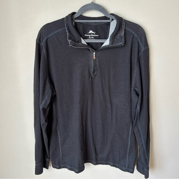 Tommy Bahama Washed Black Quarter-Zip Long Sleeve SweatShirt Men’s Size XL - Picture 1 of 5